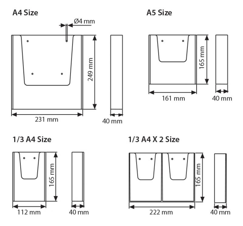Wand-Prospekthalter für Format 2x DIN lang / DIN A6